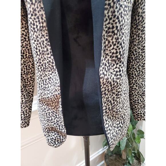Bar lll Womens Beige Black Leopard Print Long Sleeve Open Front Blazer Jacket S - Picture 3 of 11